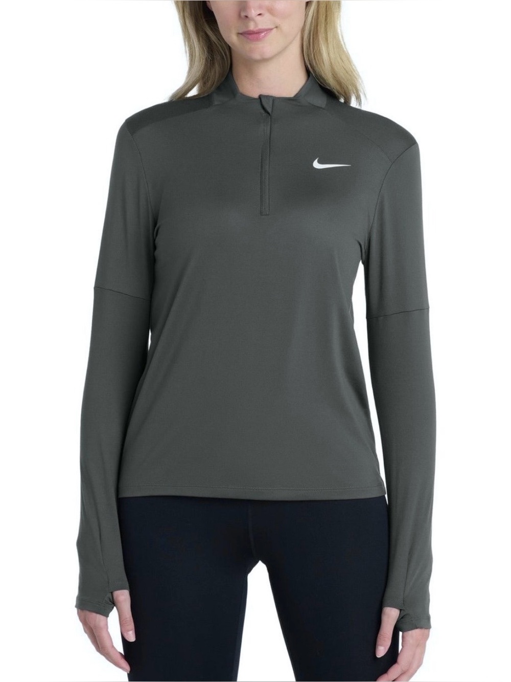 NWT Nike Women's Dri-Fit Element Long Sleeve Running Top Large Dark Gray